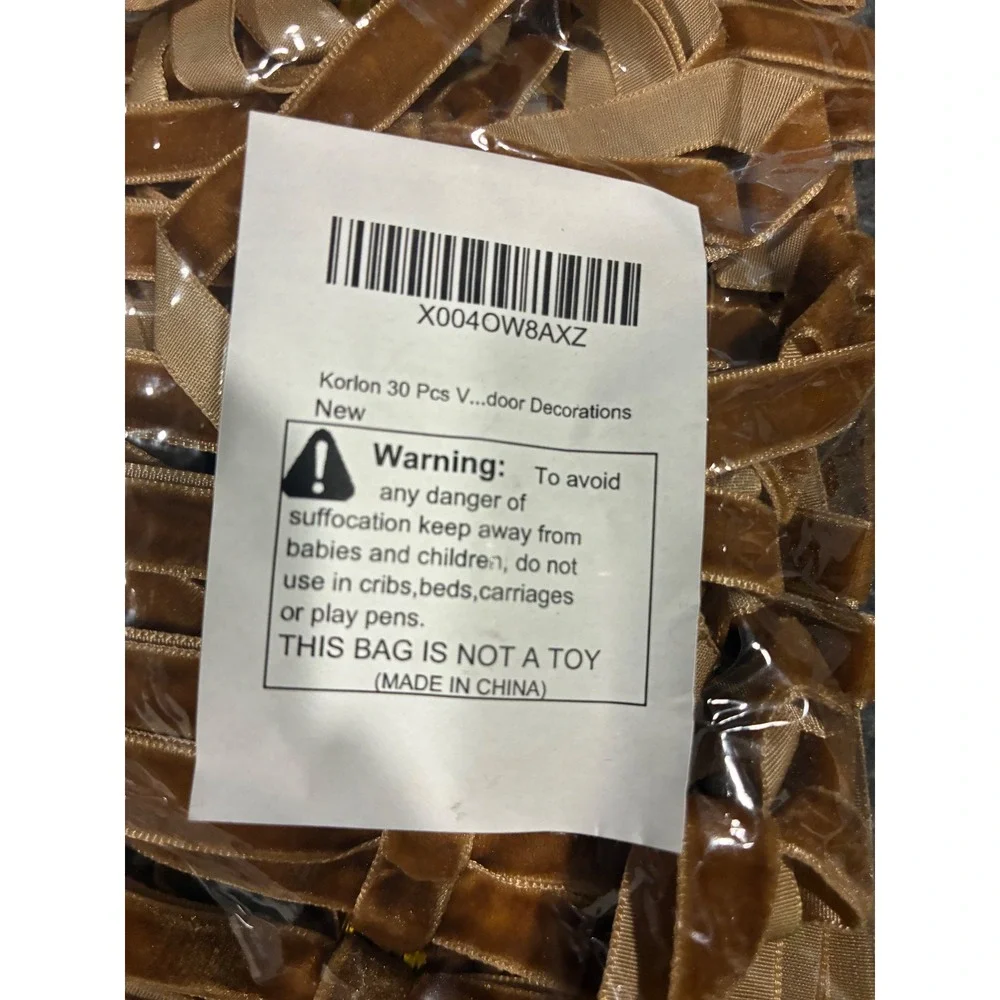 Korlon 30 Pcs Velvet Christmas Bows Caramel Tan Gold Twist Tie Tree Ornaments